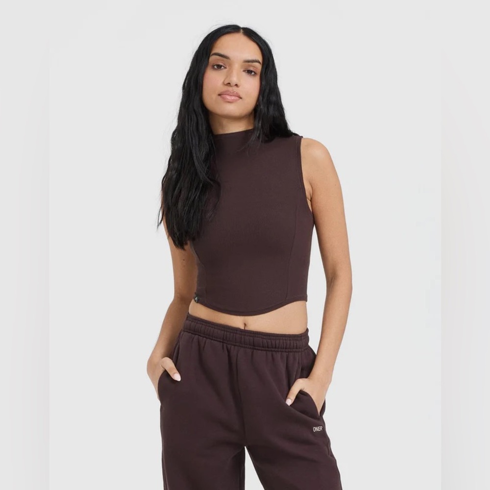 Oner Active Mellow™ Rib Mid Mock Neck Tank Plum Brown Size S